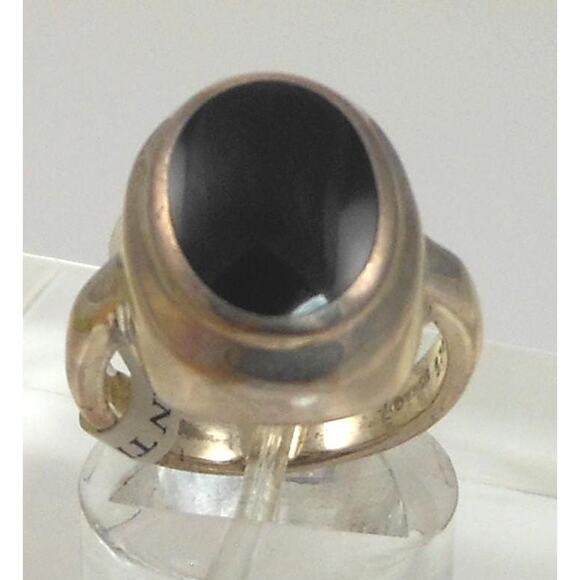 Vintage Jewelry - Elegant Vintage Sterling Silver Black Onyx Ring Size 6 925 Thailand NOS 6.5g